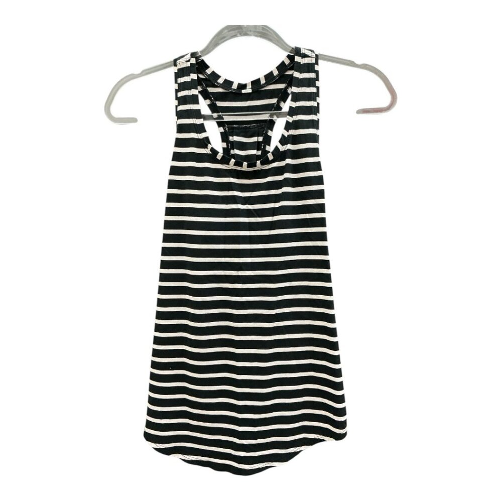 Lululemon Love Tank Top*Pleated, Size 4, Yachtie Stripe Blk/Chrome
